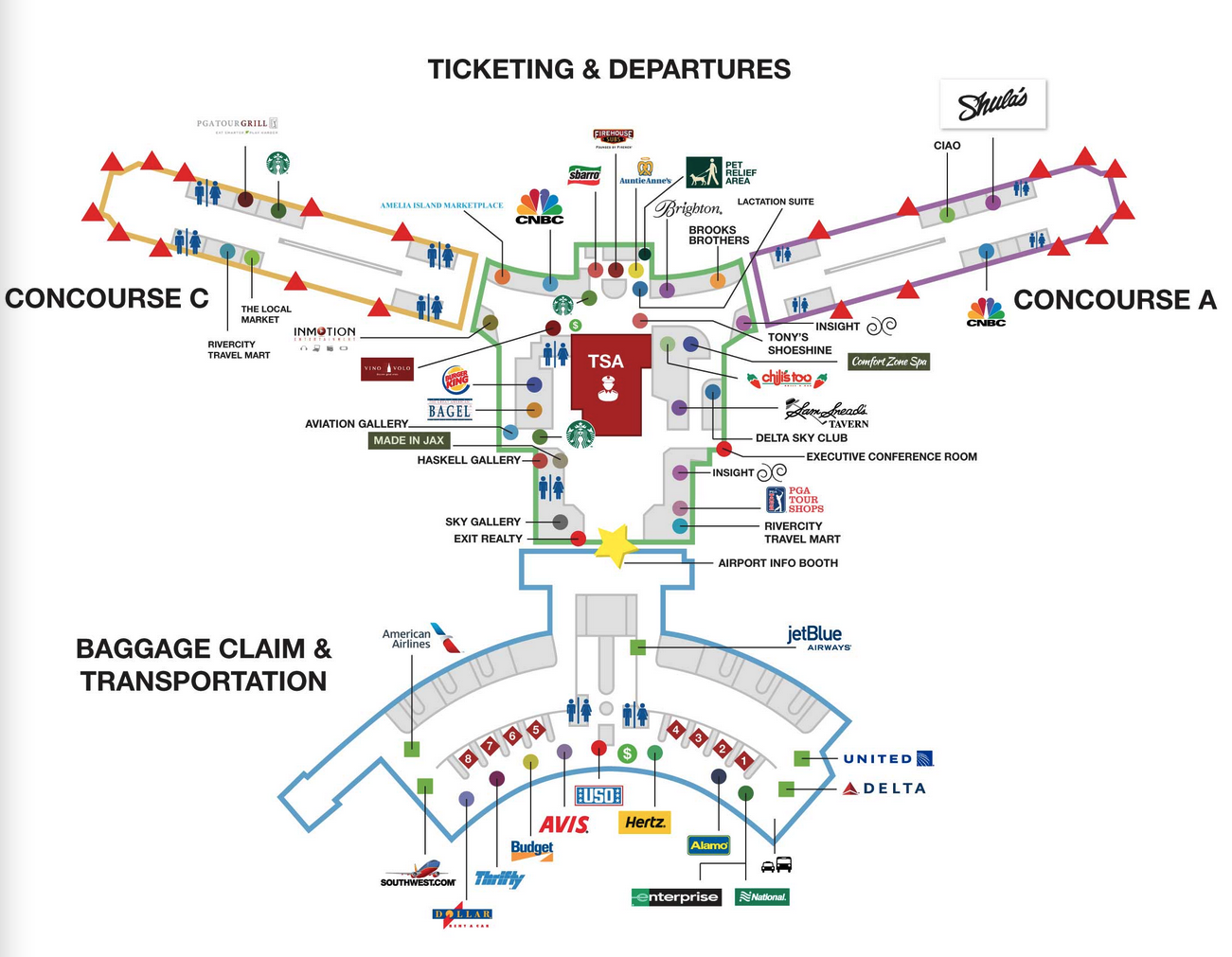 a map of airport terminal