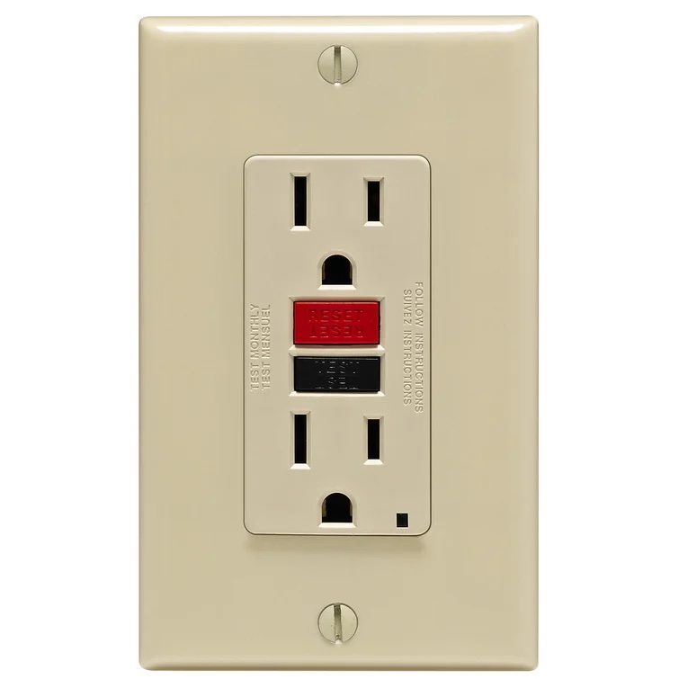 a close-up of a wall outlet