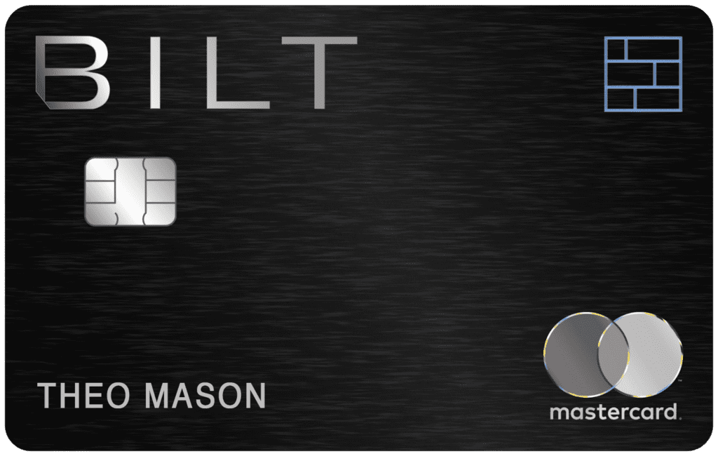 a black credit card with silver and white text