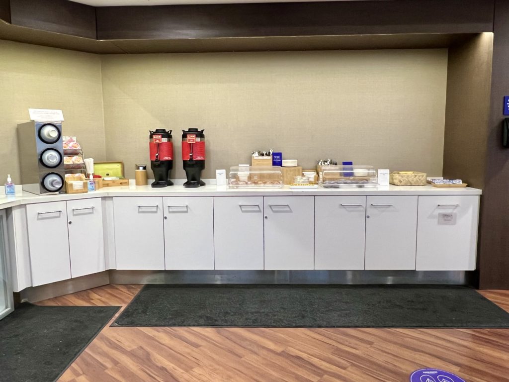a white counter with food items on it
