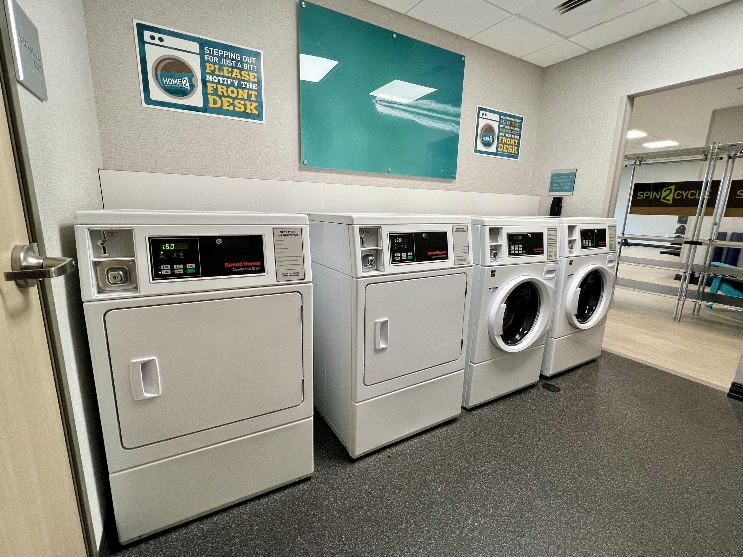 a group of white washing machines