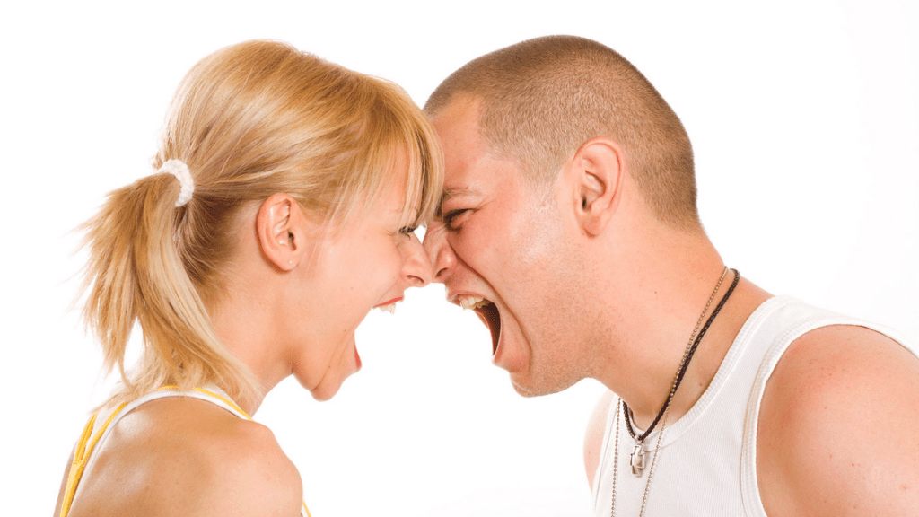 a man and woman yelling at each other