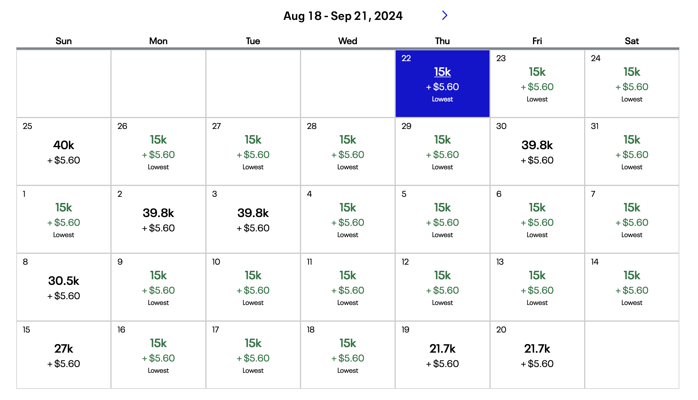 a calendar with numbers and a blue square