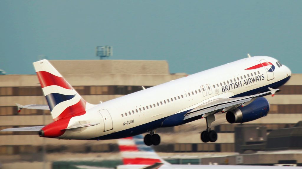 a plane taking off from the runway