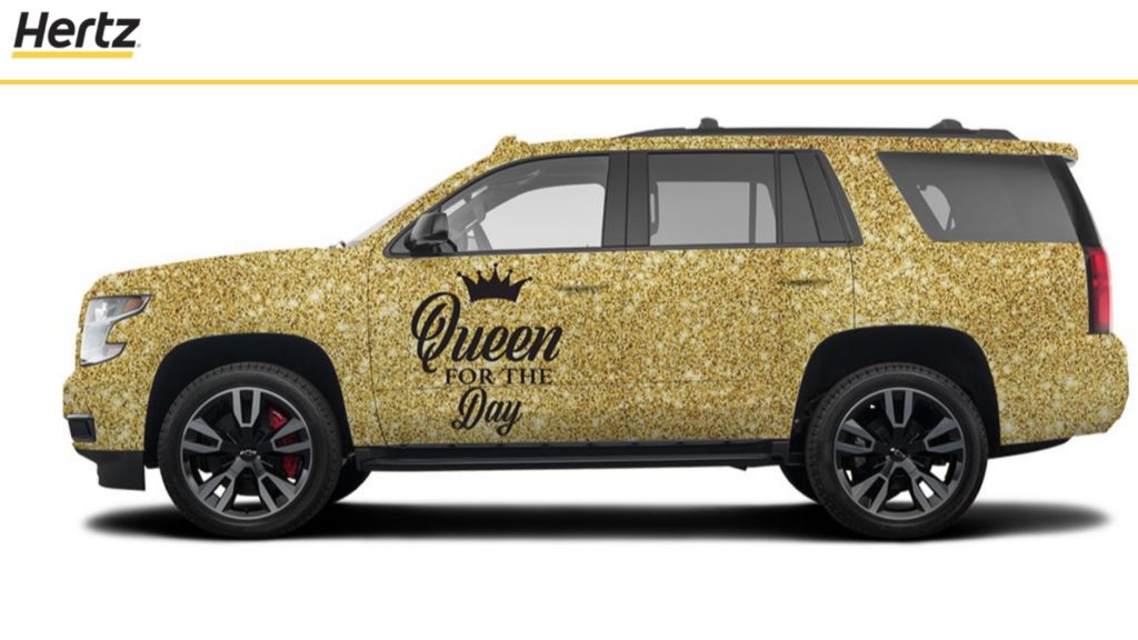 a car with a gold design