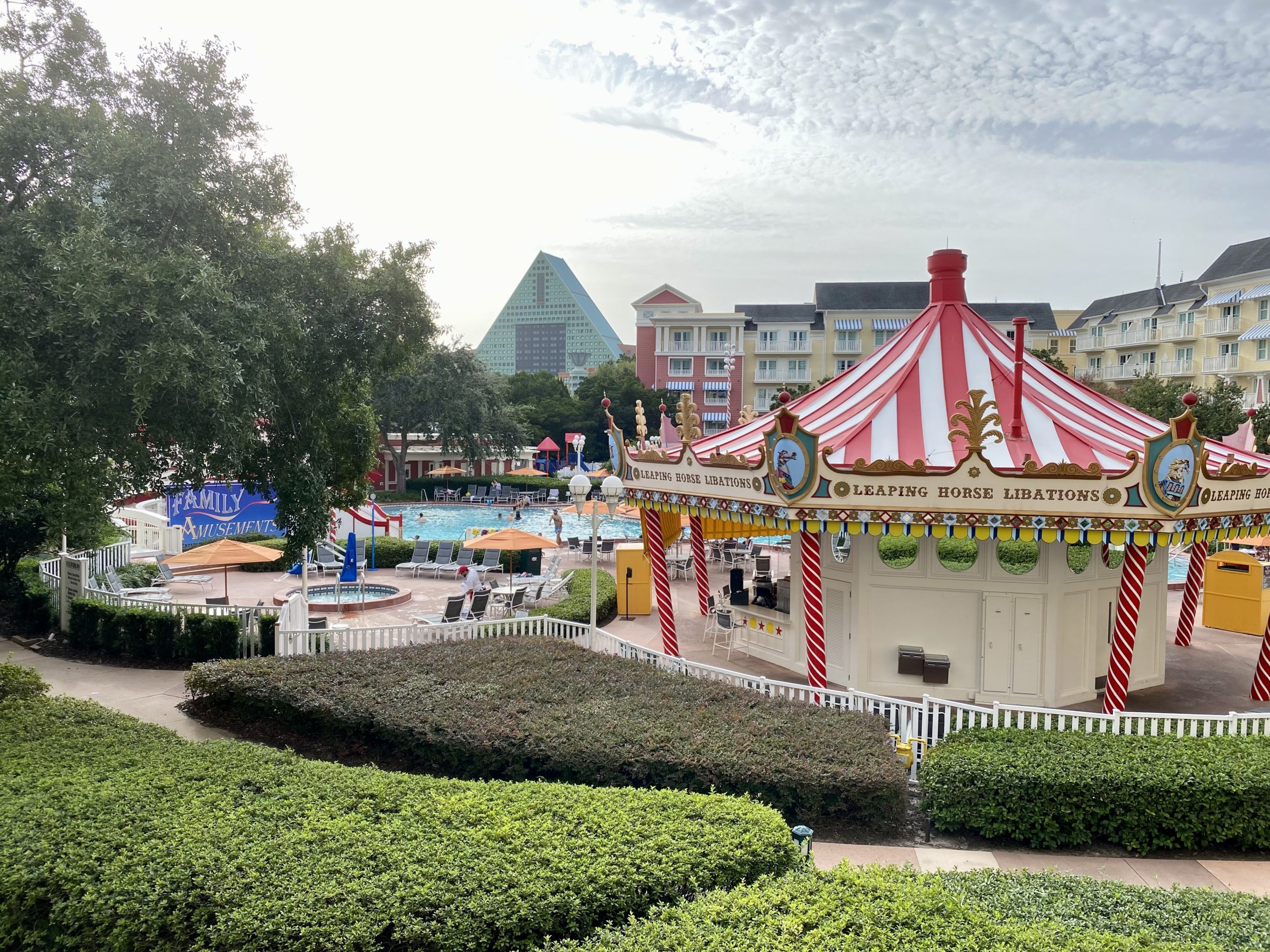 a carousel in a park