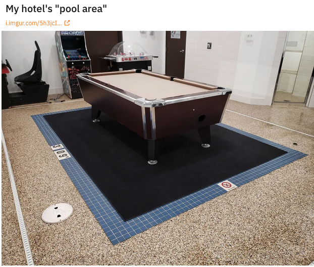 a pool table on a rug