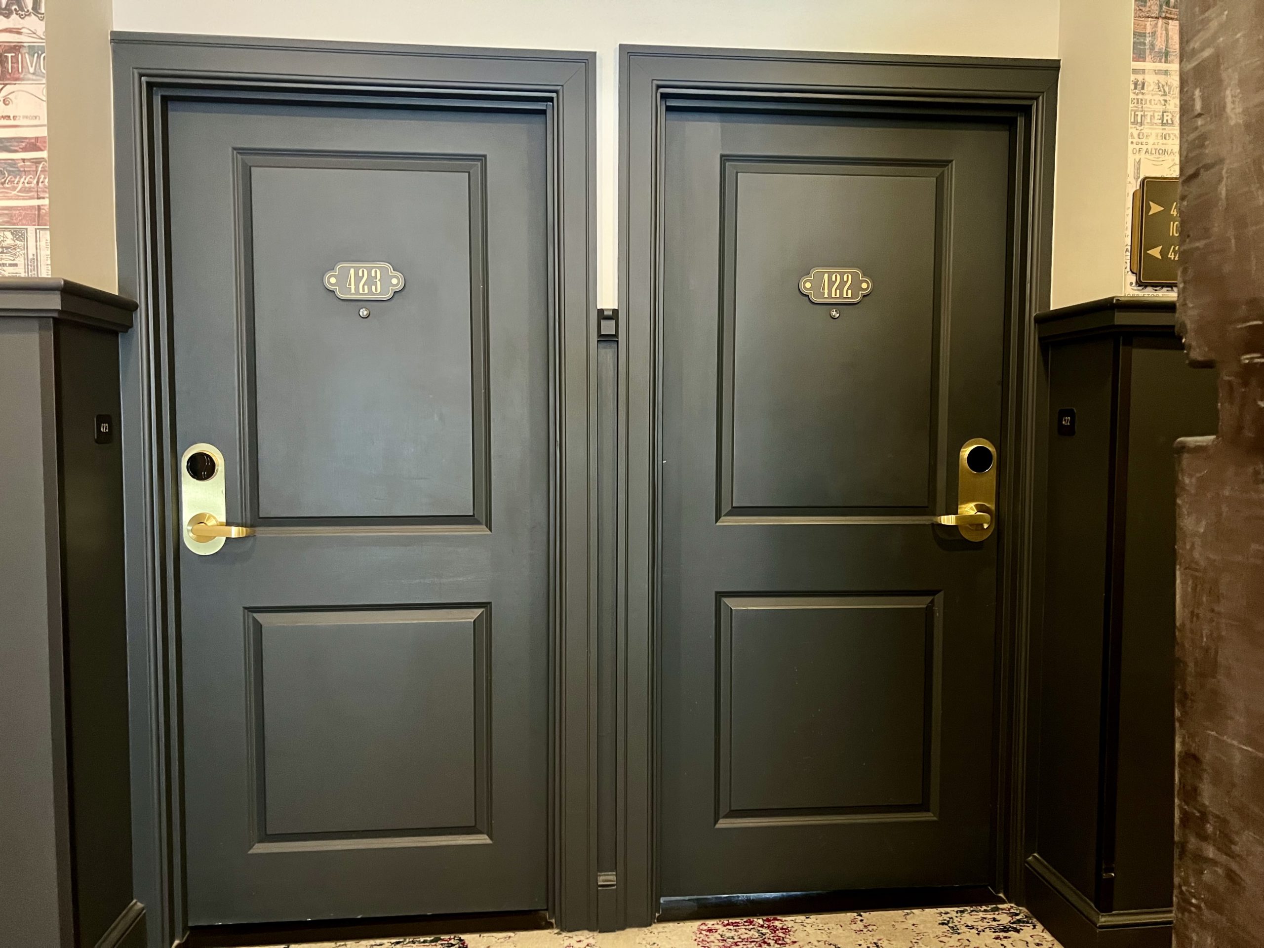 two doors with gold handles