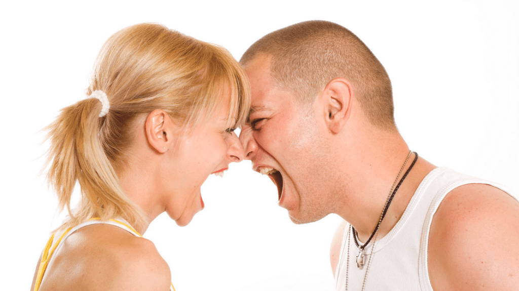 a man and woman yelling at each other