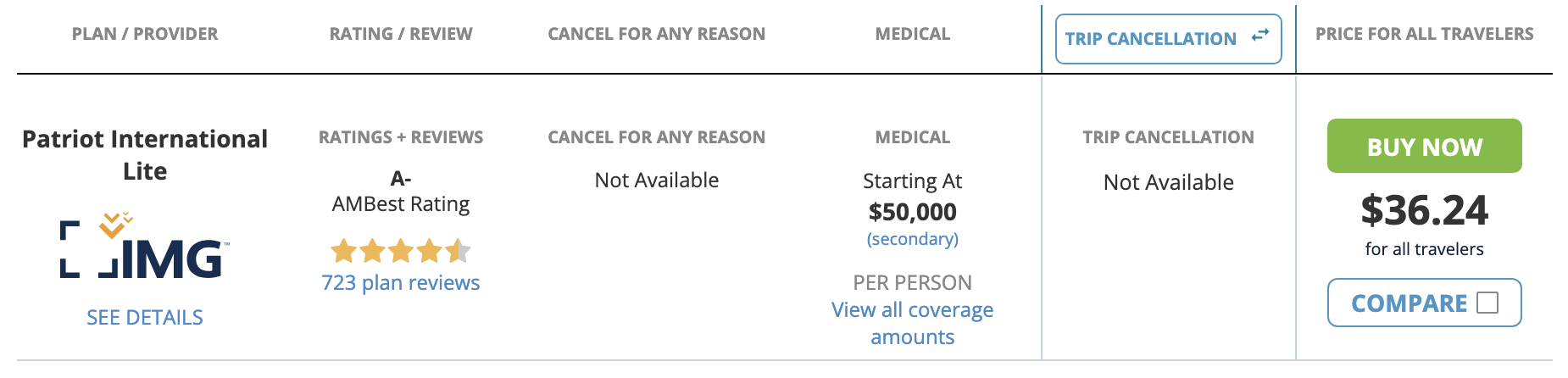 a screenshot of a medical cost