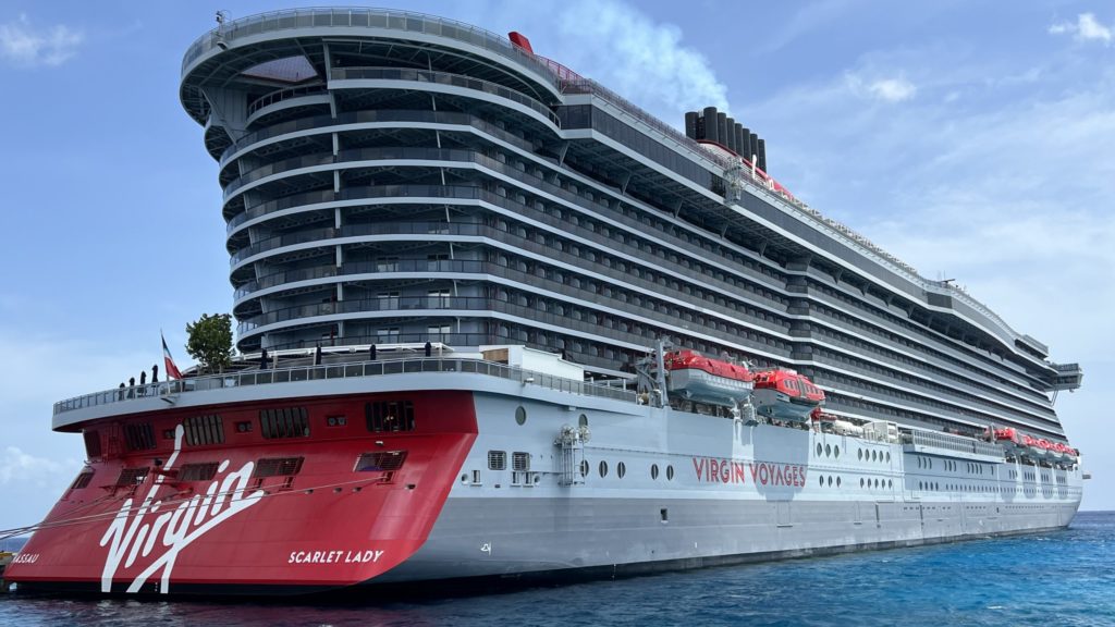 a large cruise ship in the water