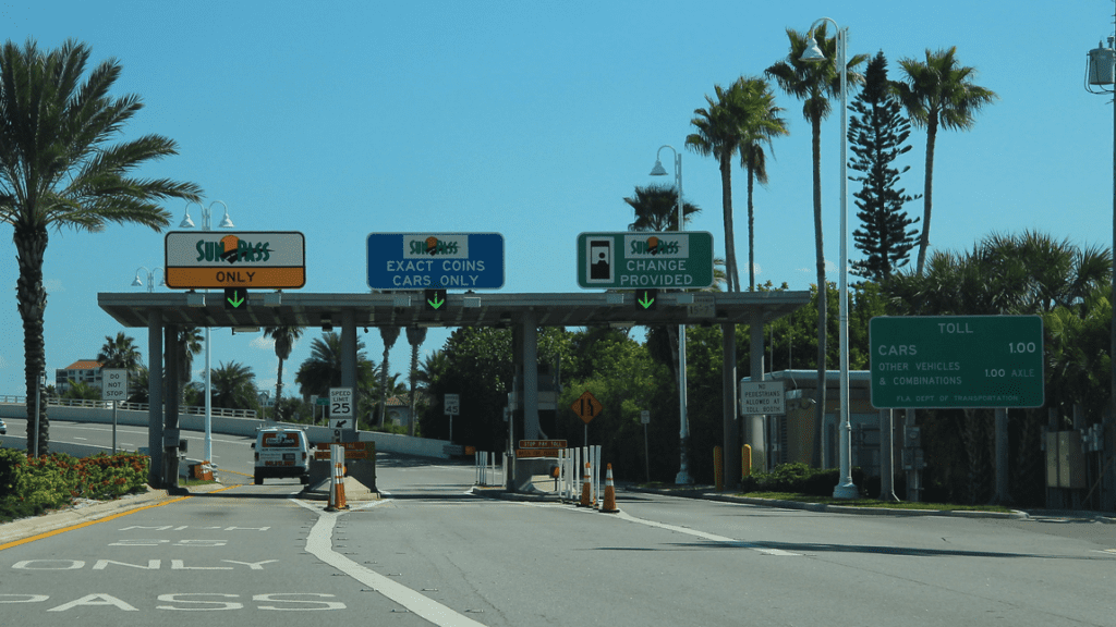 a highway with a sign over it