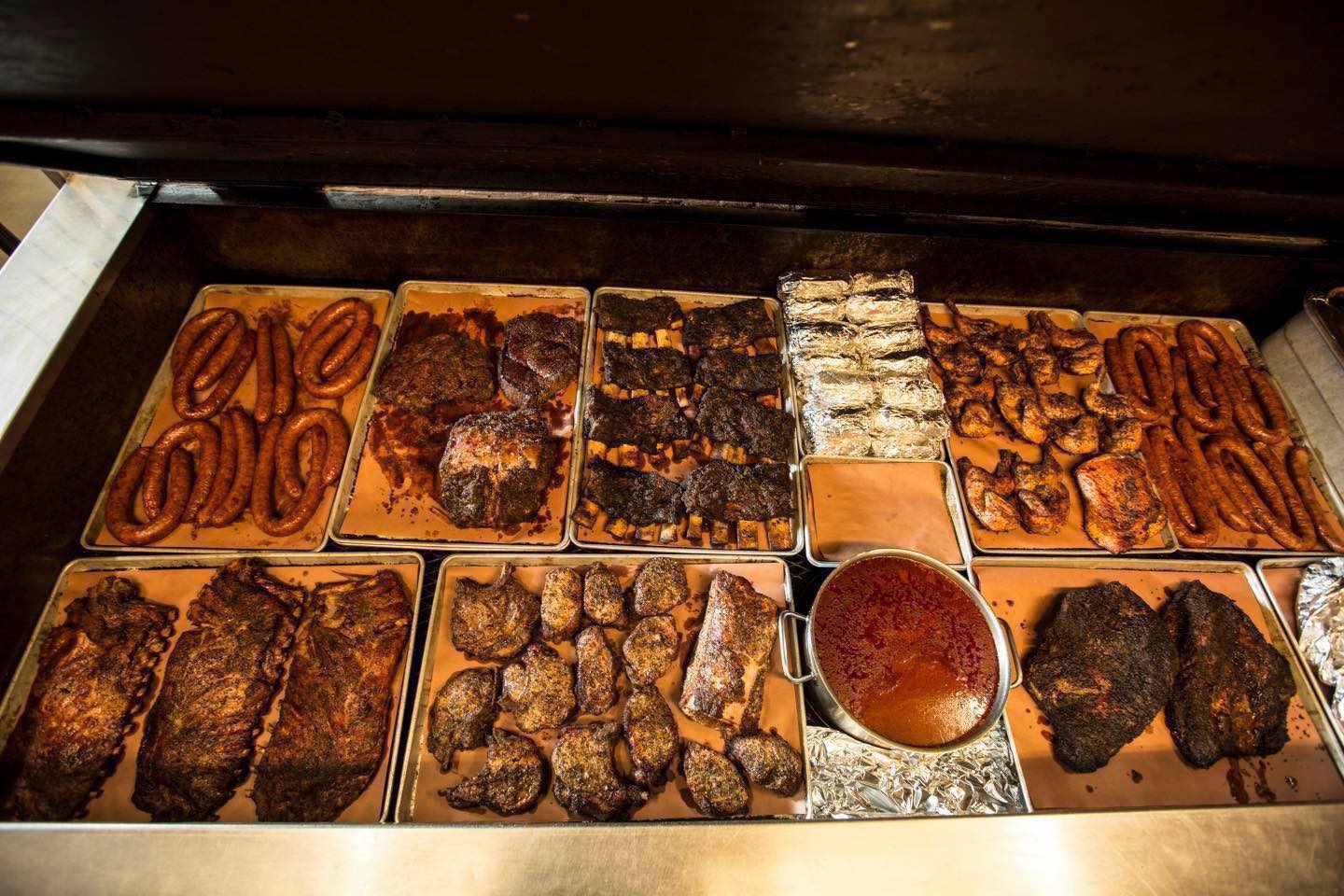a trays of meat and sausages