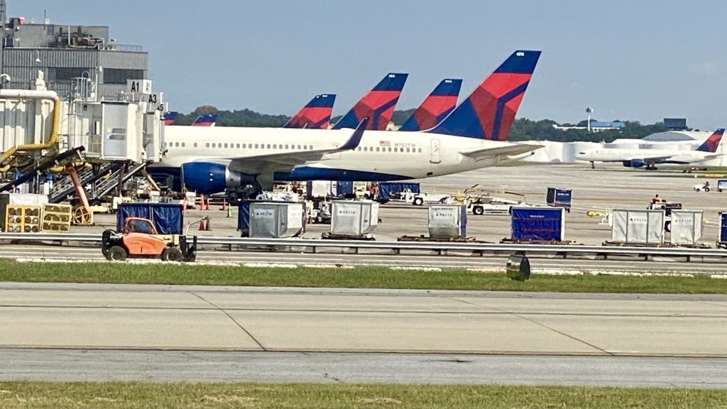 a plane parked at an airport