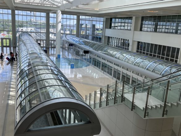 a glass roof inside a building