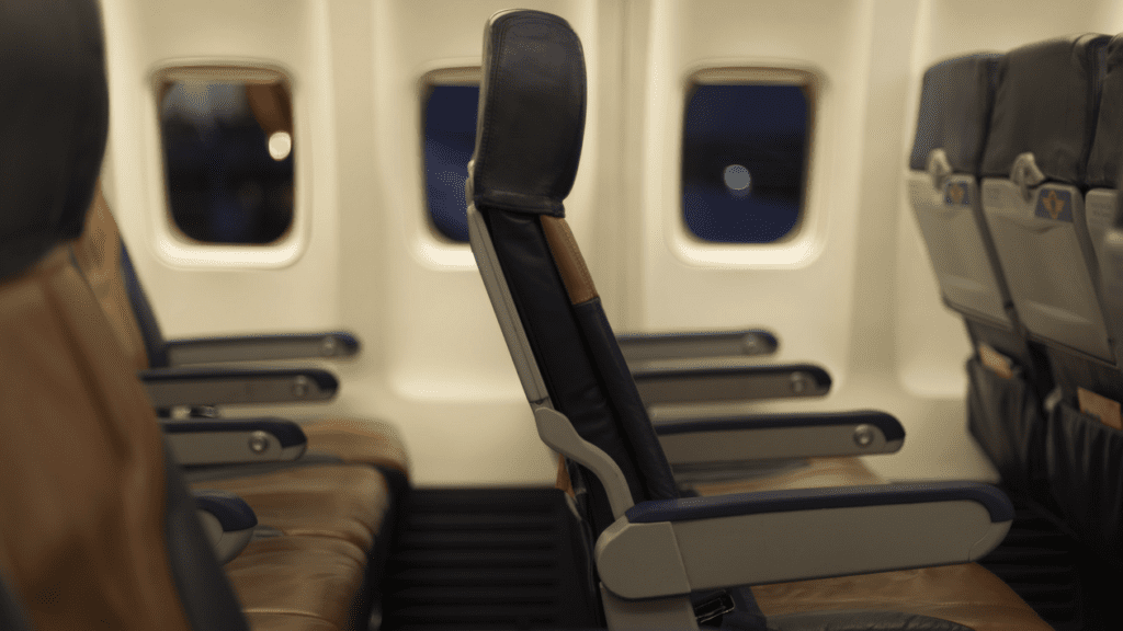 a seat in an airplane