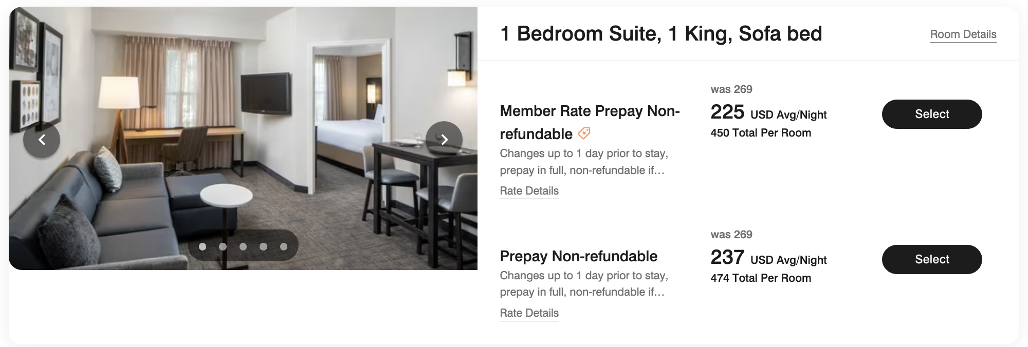 a screenshot of a hotel suite