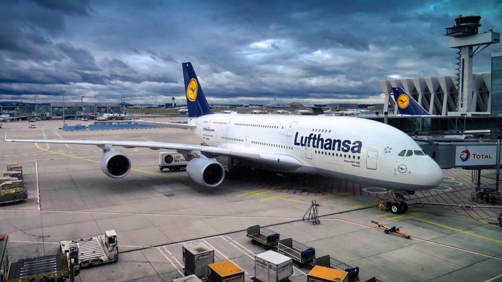 an airplane parked at an airport