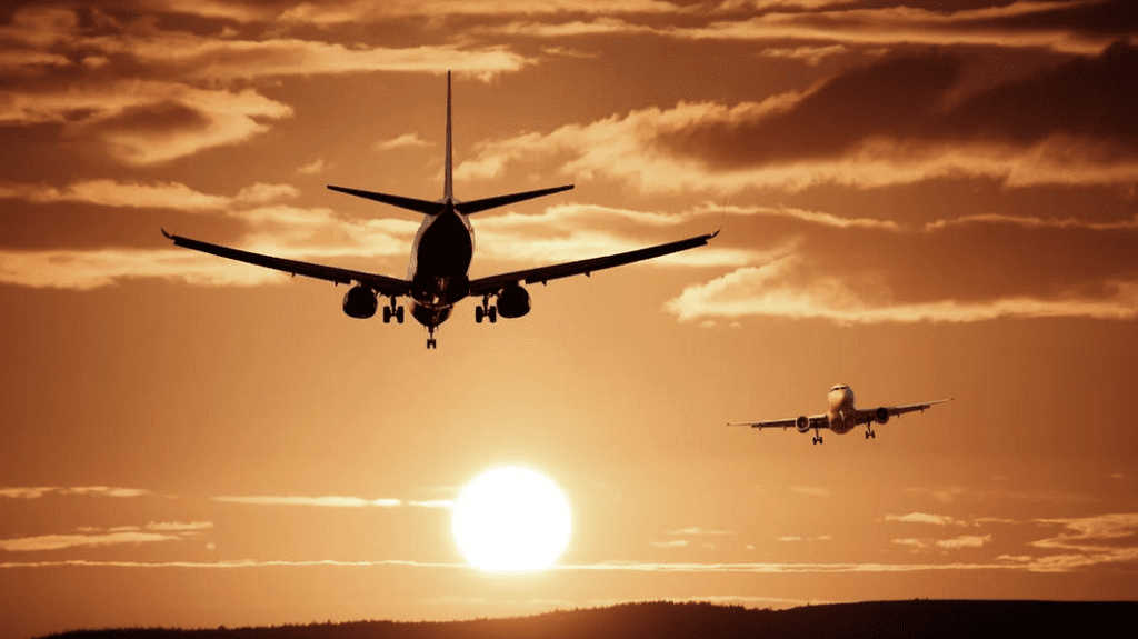 two airplanes flying in the sky