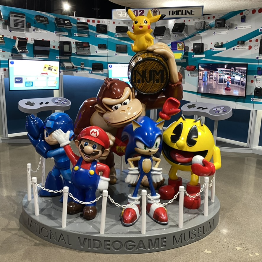 a group of cartoon characters on a circular display