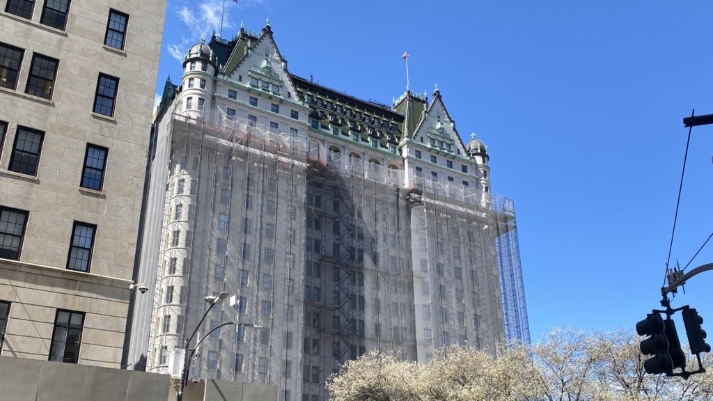 a building with a net on it