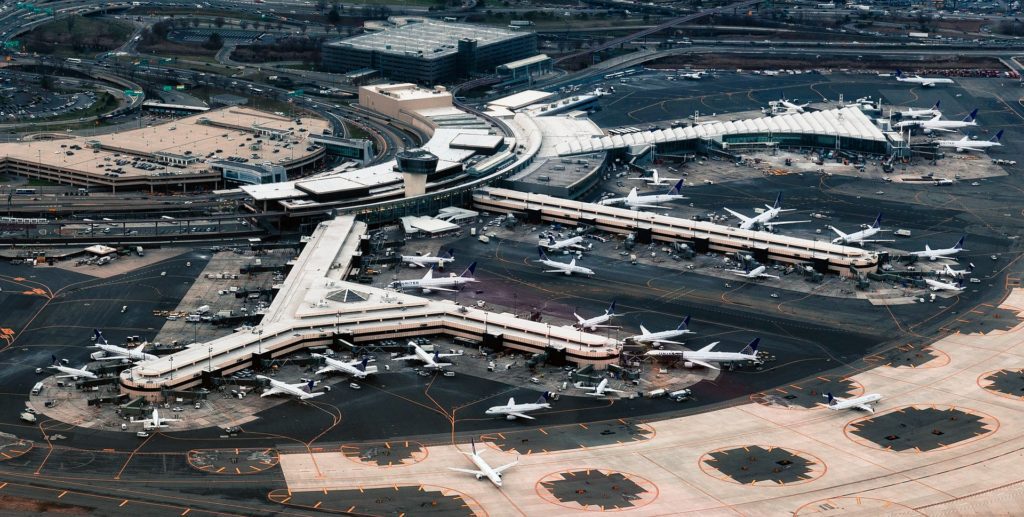 an aerial view of an airport