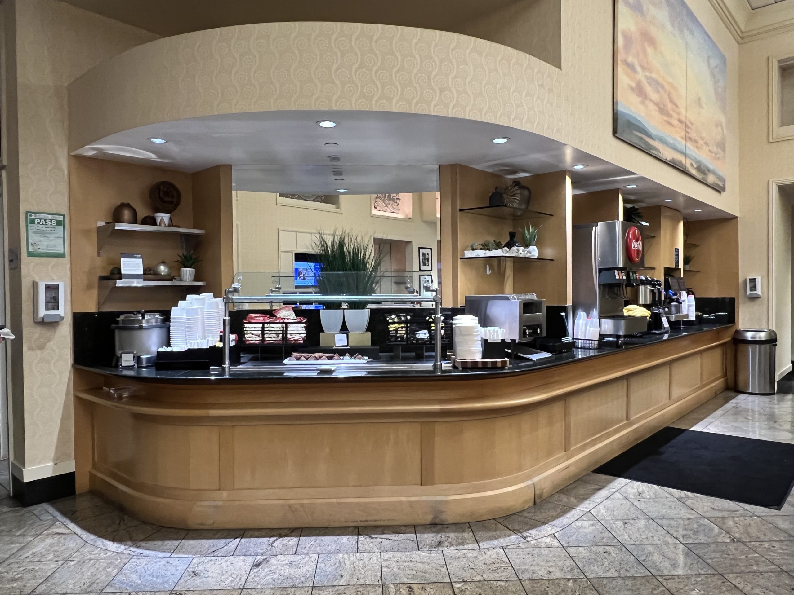 a counter in a restaurant