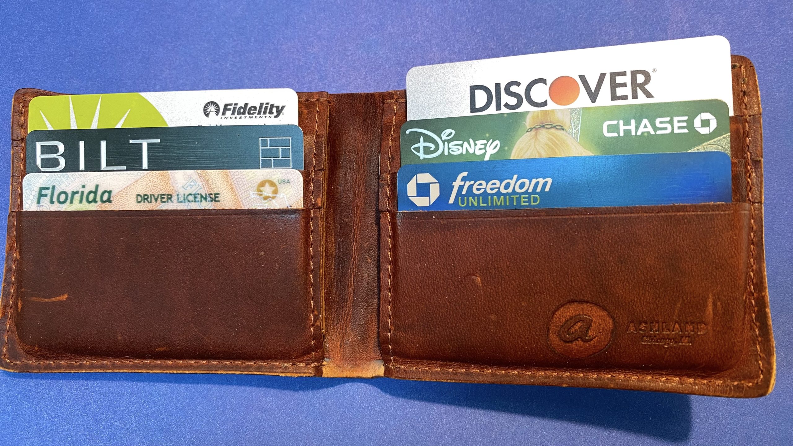 a wallet with credit cards in it