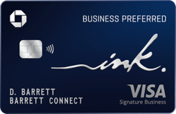 a blue credit card with silver text