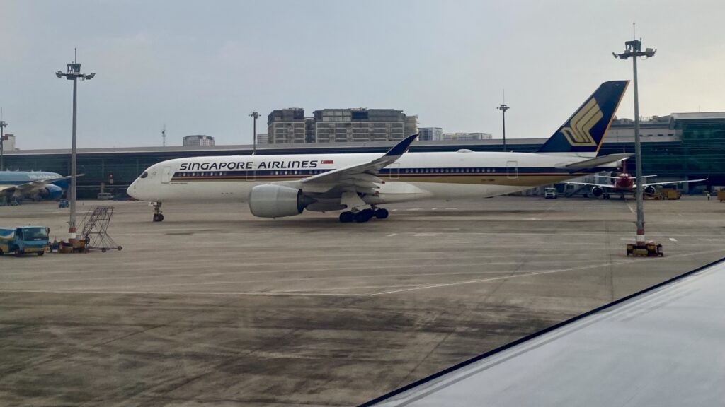 a plane on the runway