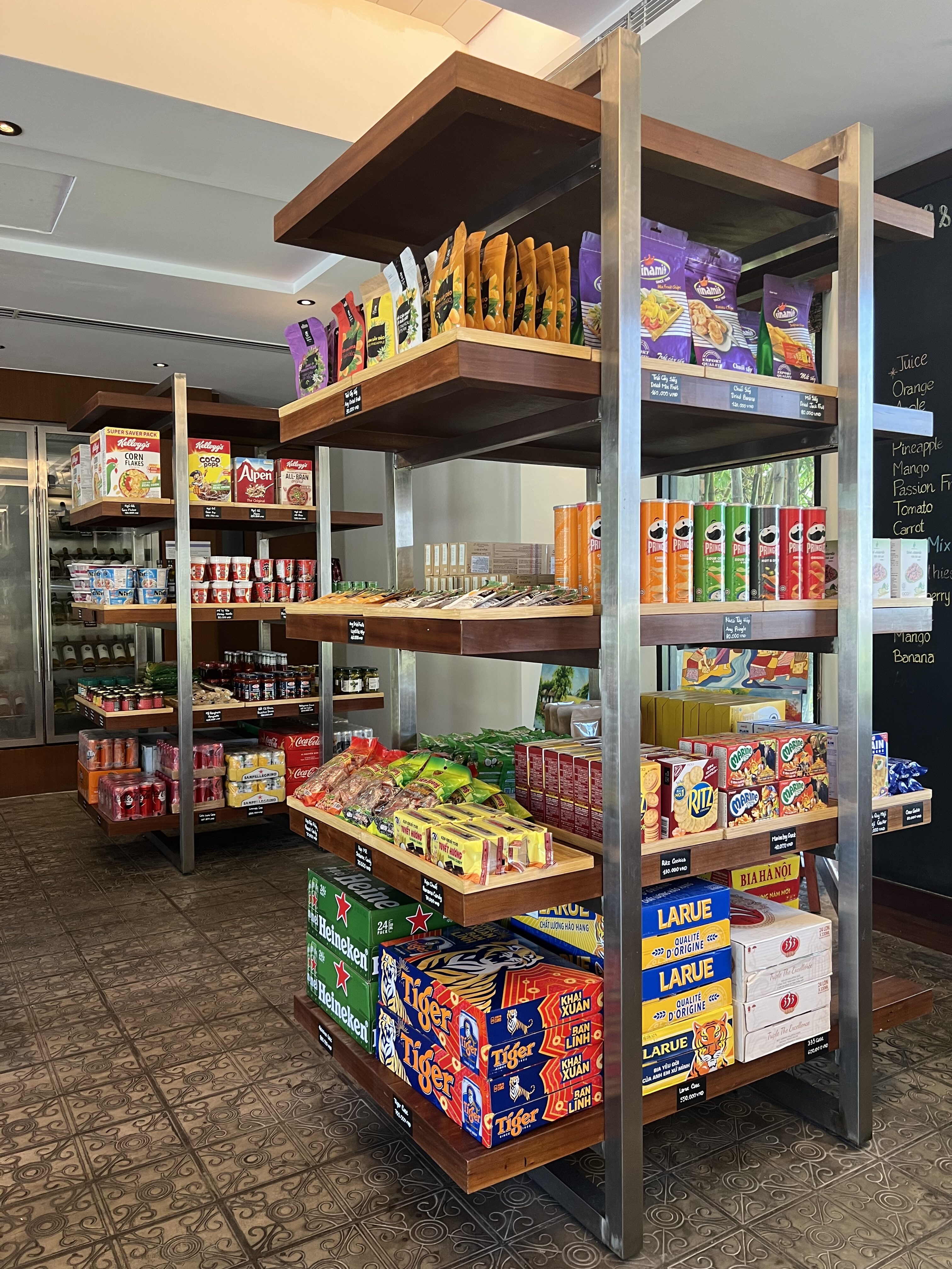 shelves of food on shelves in a store