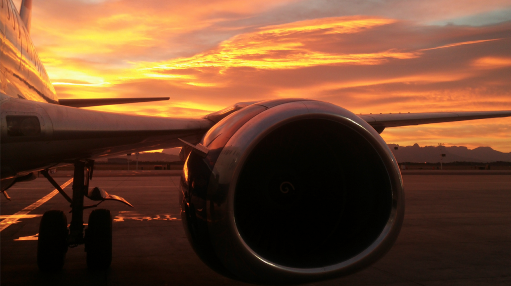 an airplane engine on a runway