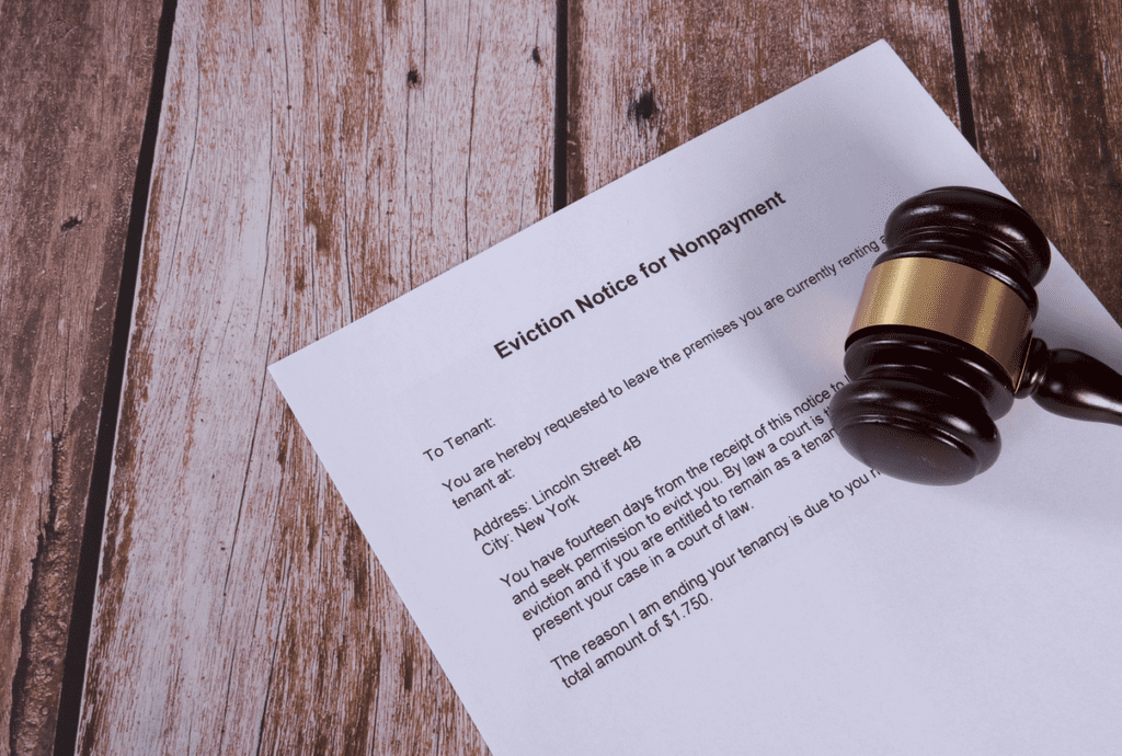 a gavel on a piece of paper