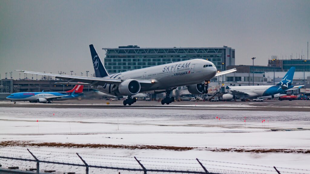 a plane taking off from a runway