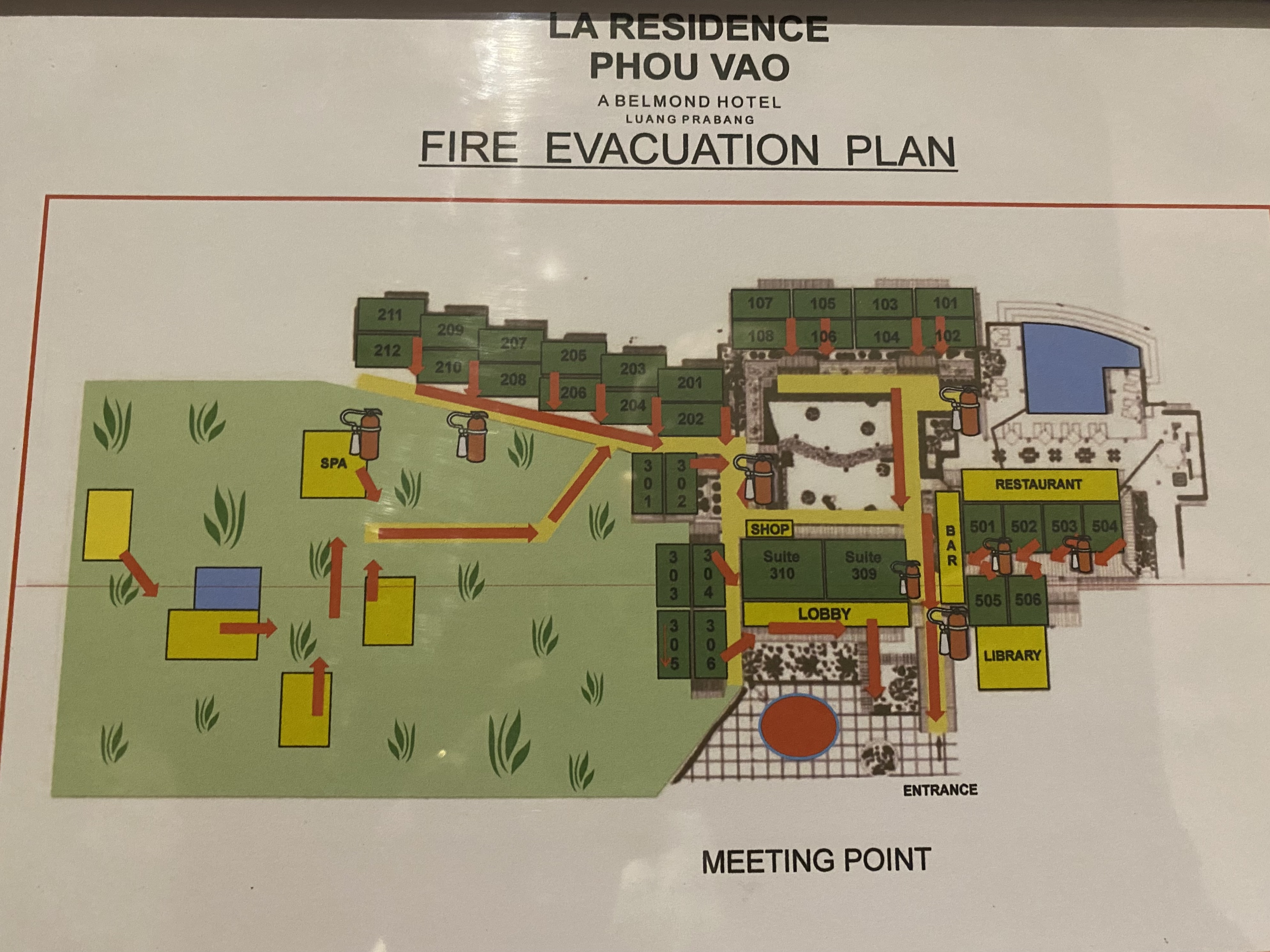 a map of a fire evacuation plan