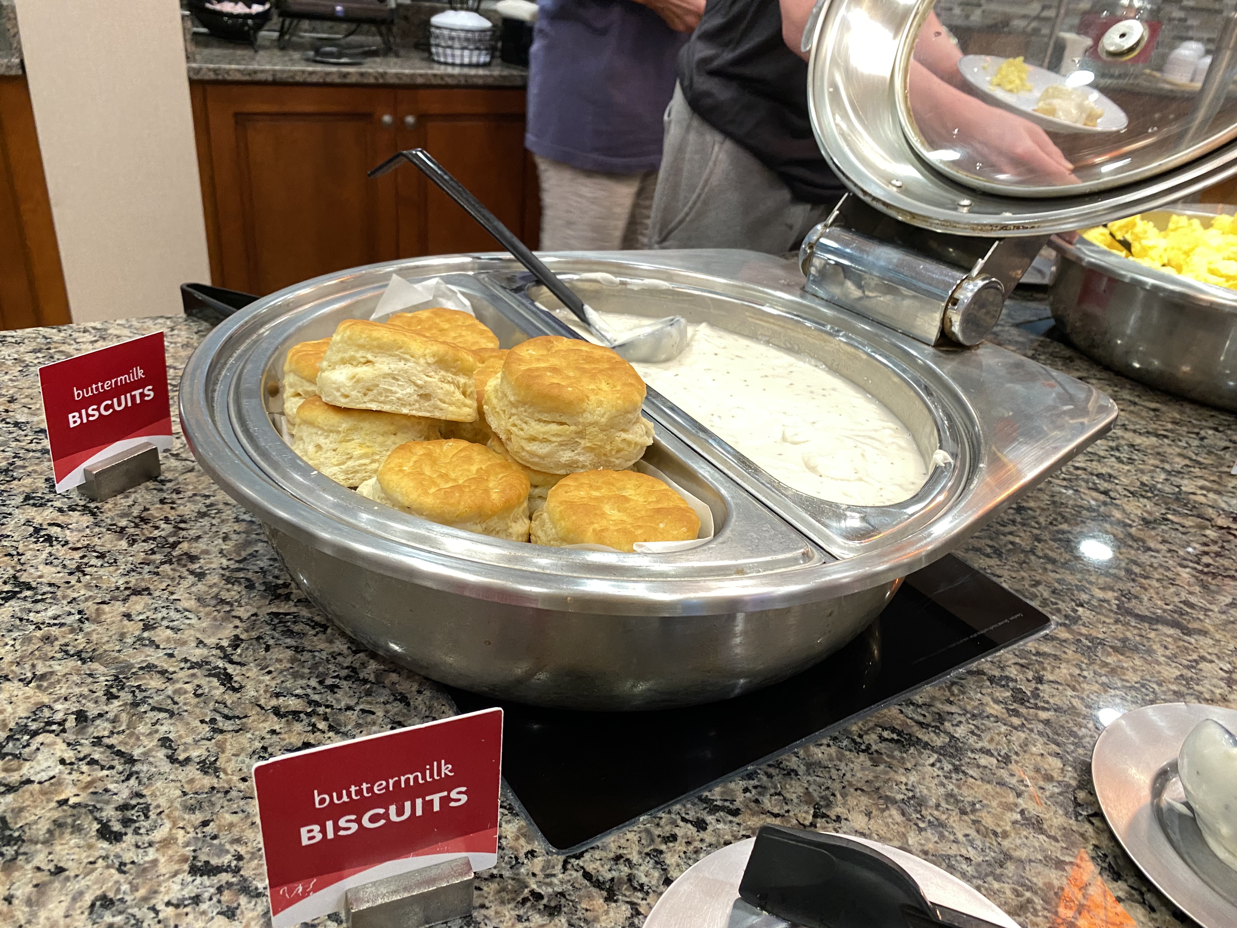 a bowl of biscuits and gravy