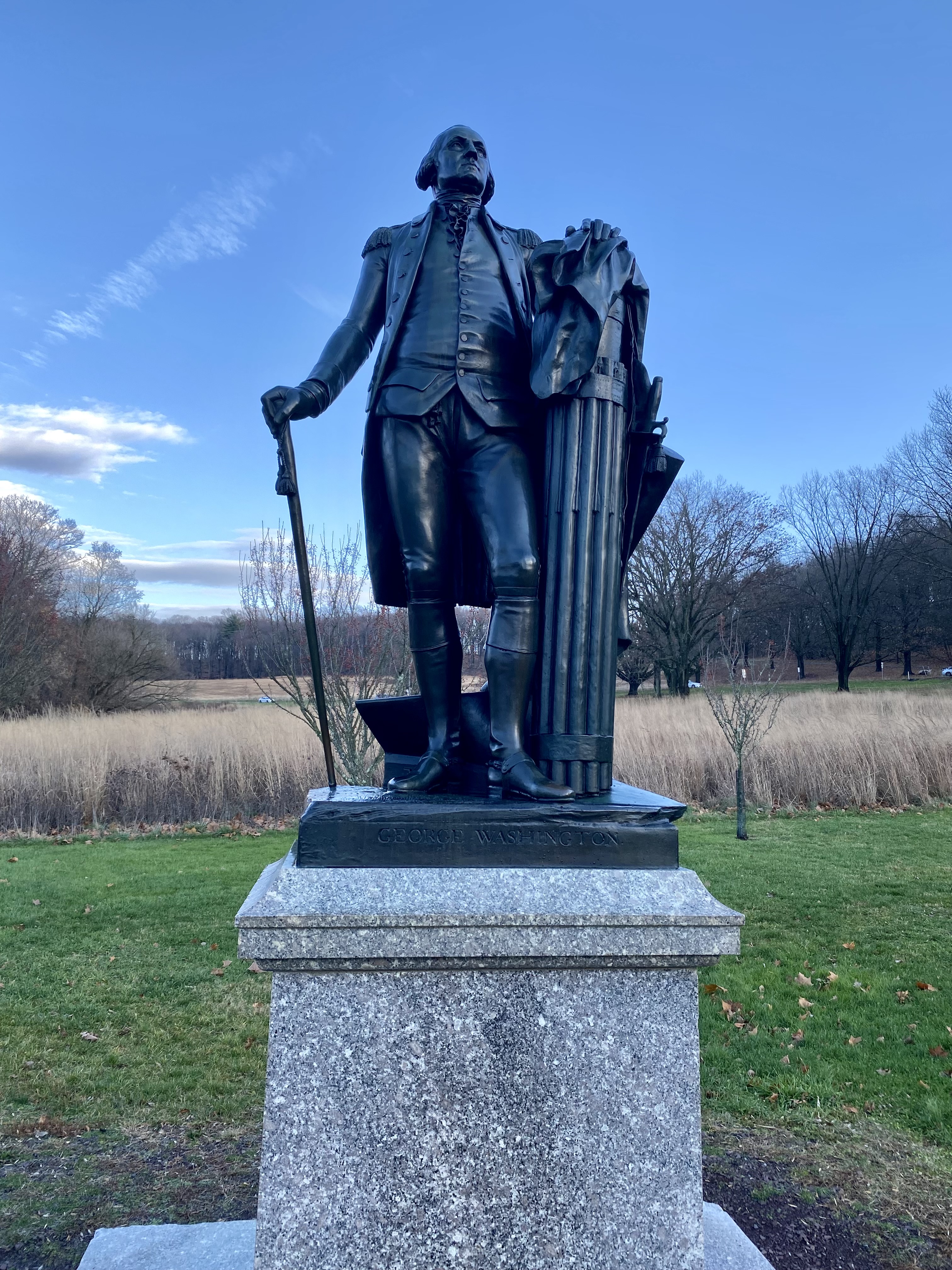 a statue of a man in a park