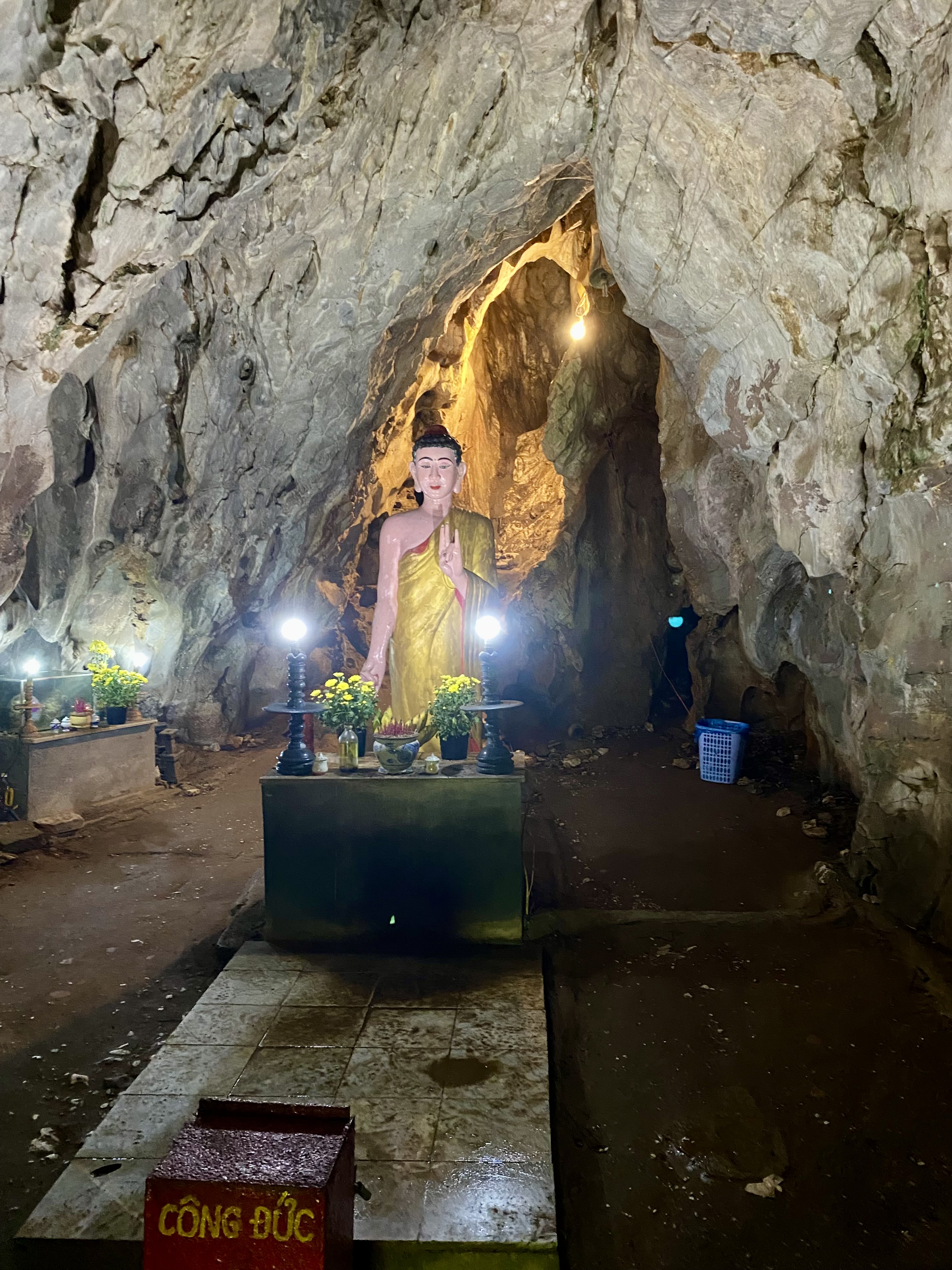 a statue in a cave