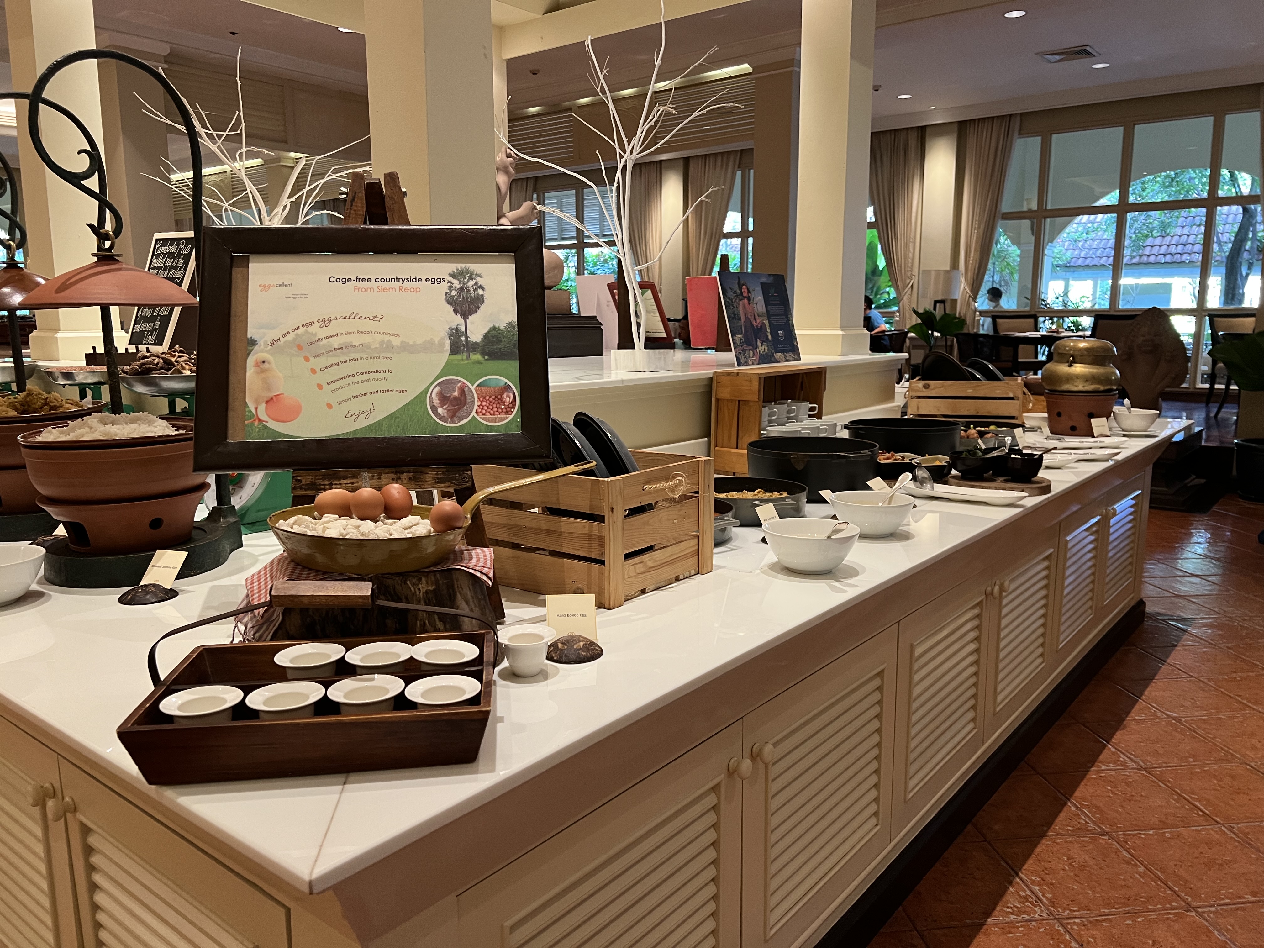 a buffet table with food on it