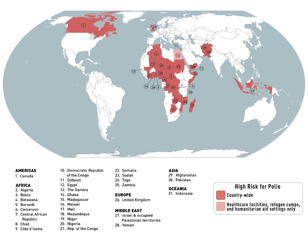 a map of the world with red and white countries/regions