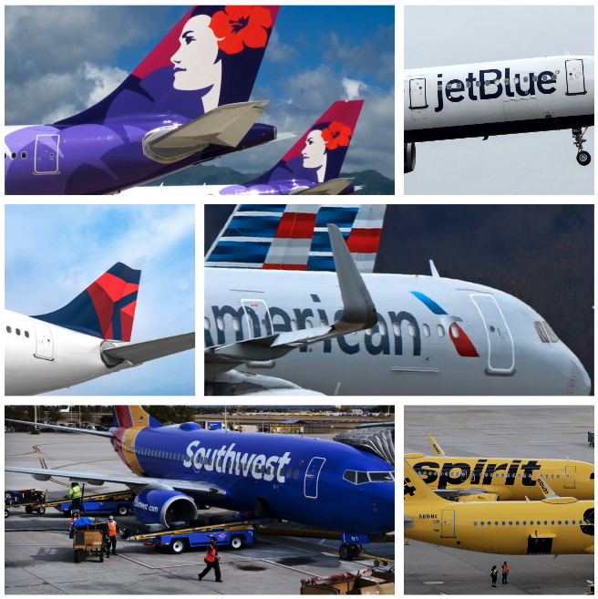 a collage of airplanes