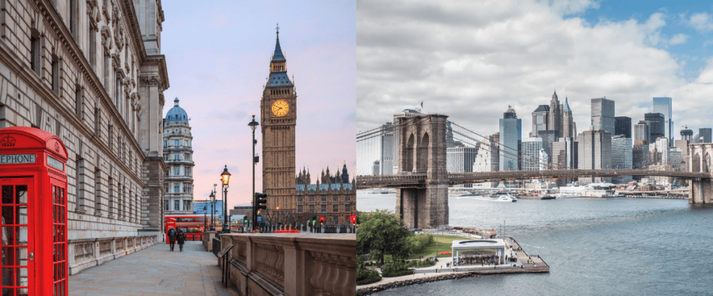 a bridge and a clock tower