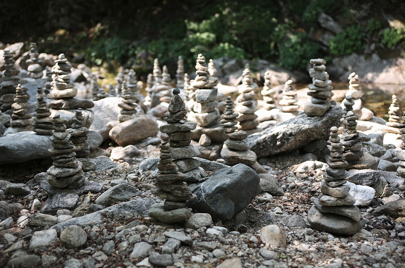 a group of rocks stacked on top of each other