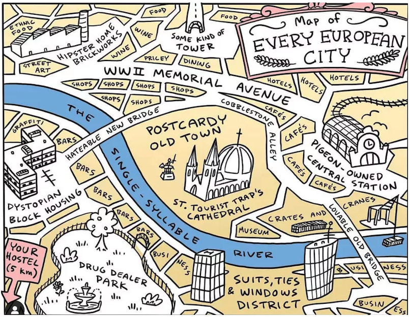 a map of every european city