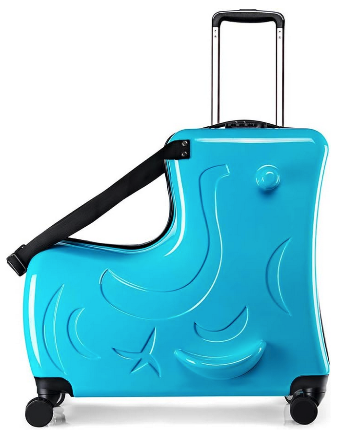 a blue suitcase with handle