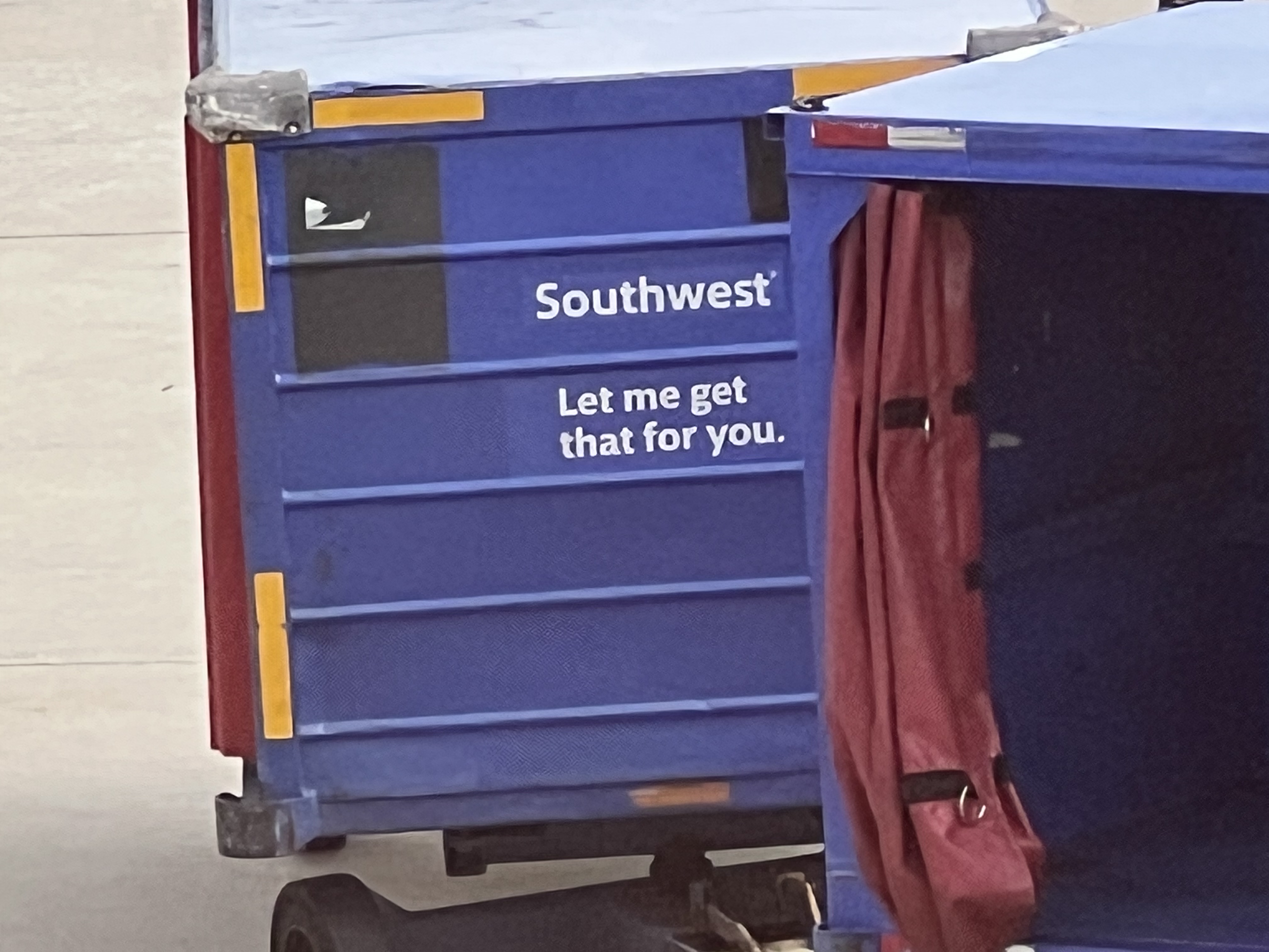 a blue container with white text