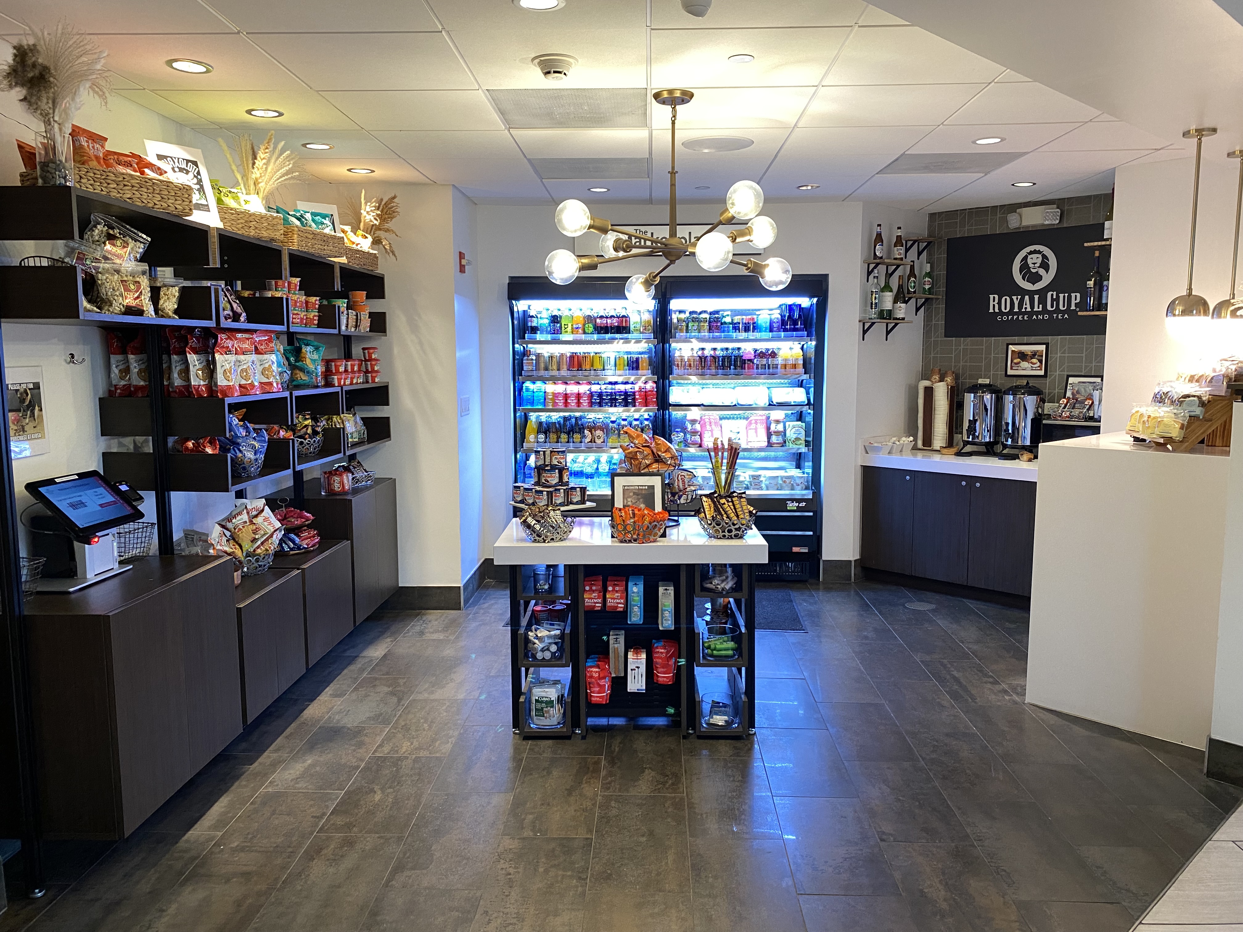 a store with shelves and a counter