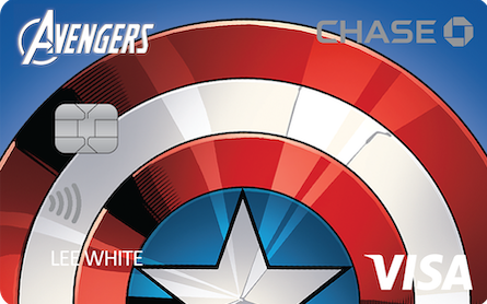 a credit card with a red white and blue shield with a star