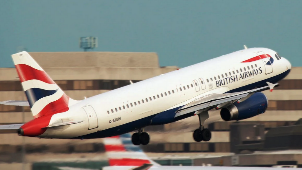 a plane taking off from the runway