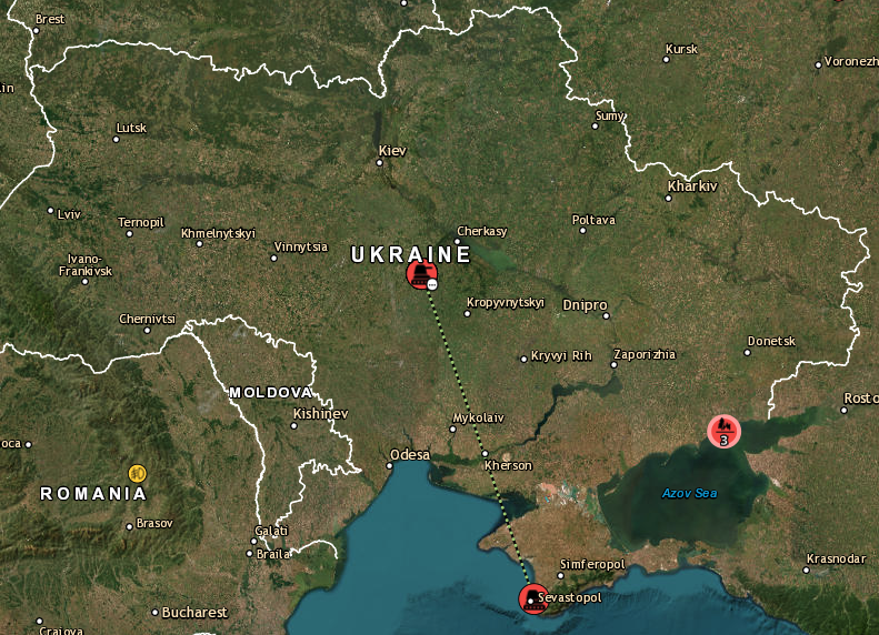 a map of ukraine with cities and water